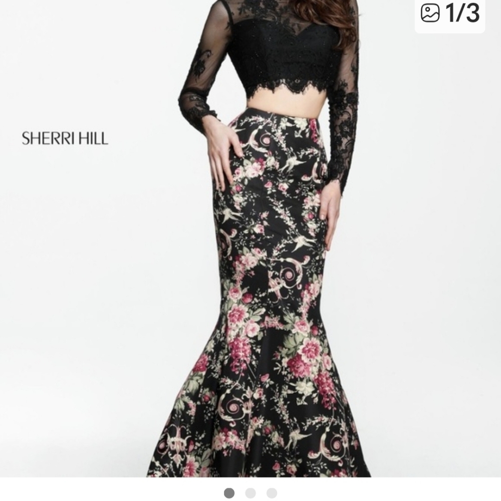 Sherri Hill Black and Pink High Low Skirt